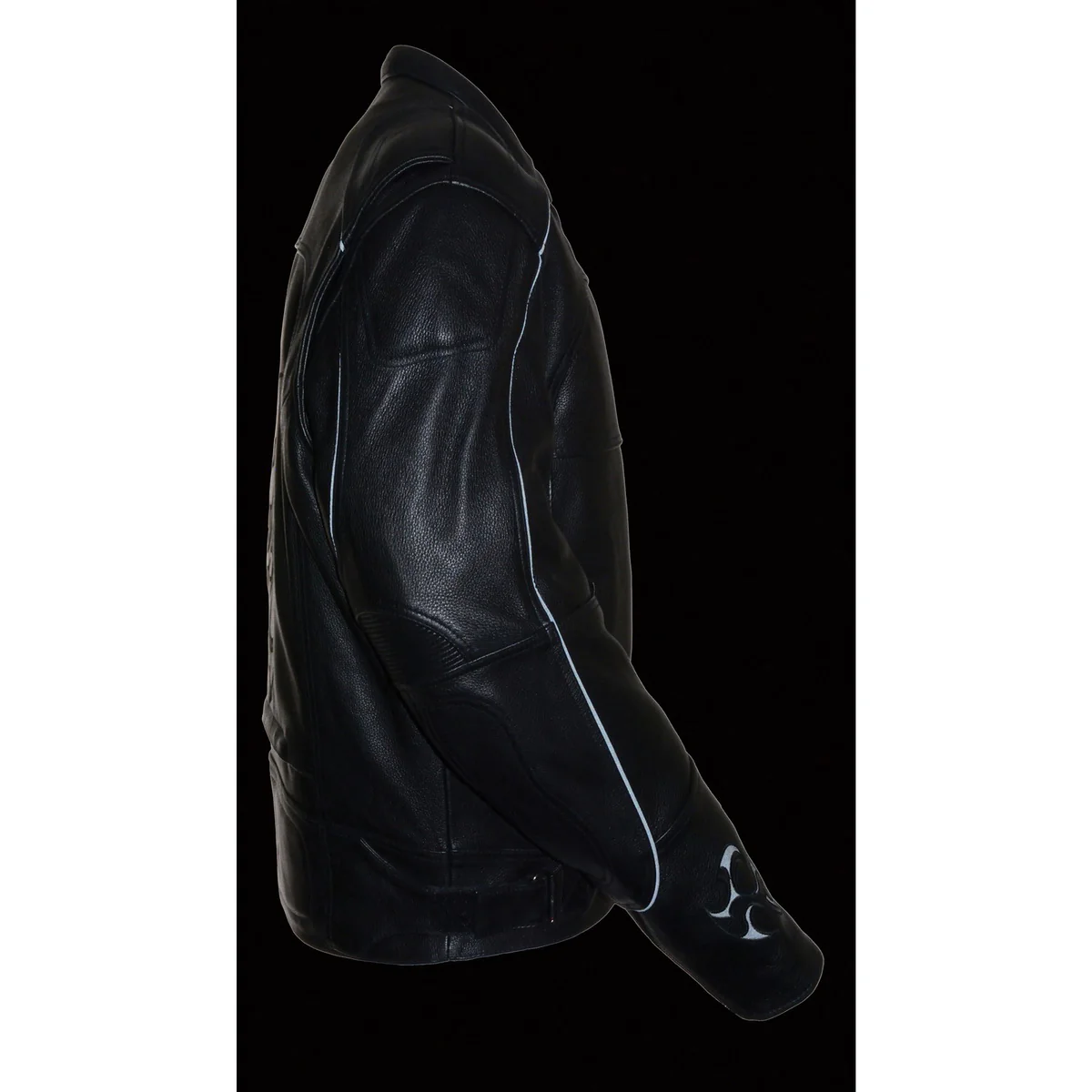 Milwaukee Leather MLM1510 Men's Black Leather Scooter Jacket with Reflective Skull - Image 7