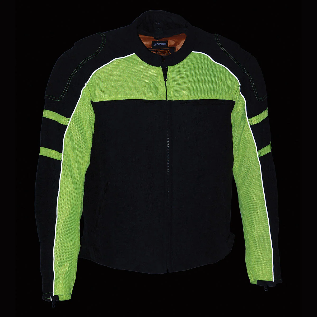 Milwaukee Leather Men's Black and Neon Green CE Armored All Season Textile Motorcycle Riding Jacket  - MPM1791 - Image 7