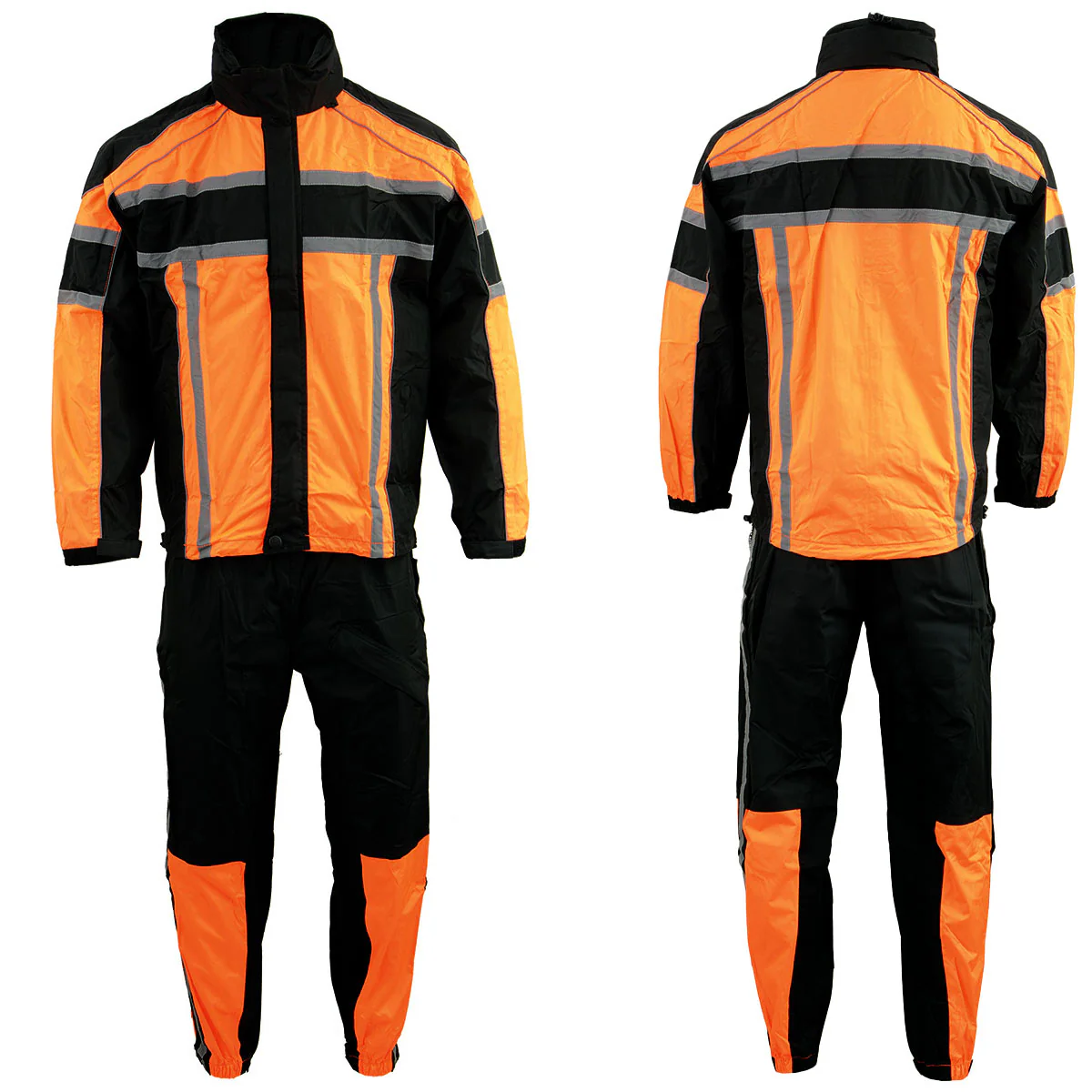 Milwaukee Leather SH233102 Men's Black and Orange Water Resistant Rain Suit with Reflective Tape - Image 2