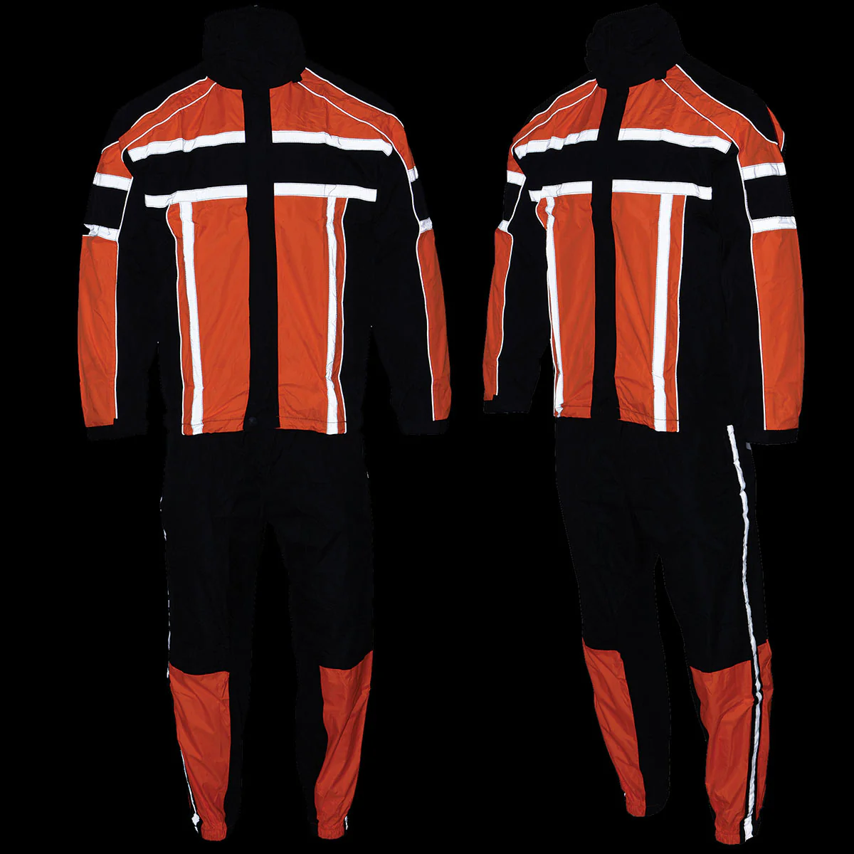 Milwaukee Leather SH233102 Men's Black and Orange Water Resistant Rain Suit with Reflective Tape - Image 4