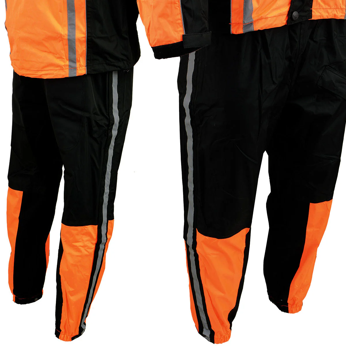 Milwaukee Leather SH233102 Men's Black and Orange Water Resistant Rain Suit with Reflective Tape - Image 8