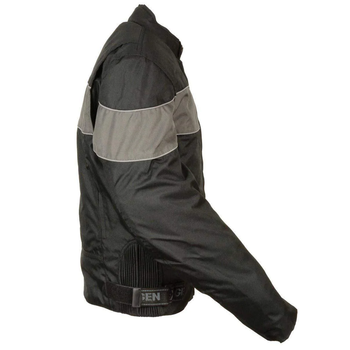 NexGen SH212101 Men's Black Textile Moto Jacket with Grey Reflective Striping - Image 4