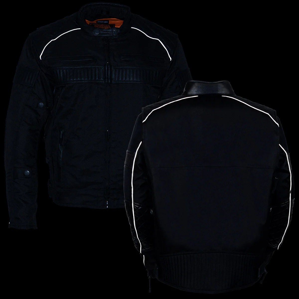 Milwaukee Leather MPM1735 Men's Black Textile Scooter Jacket with Leather Trim - Image 4