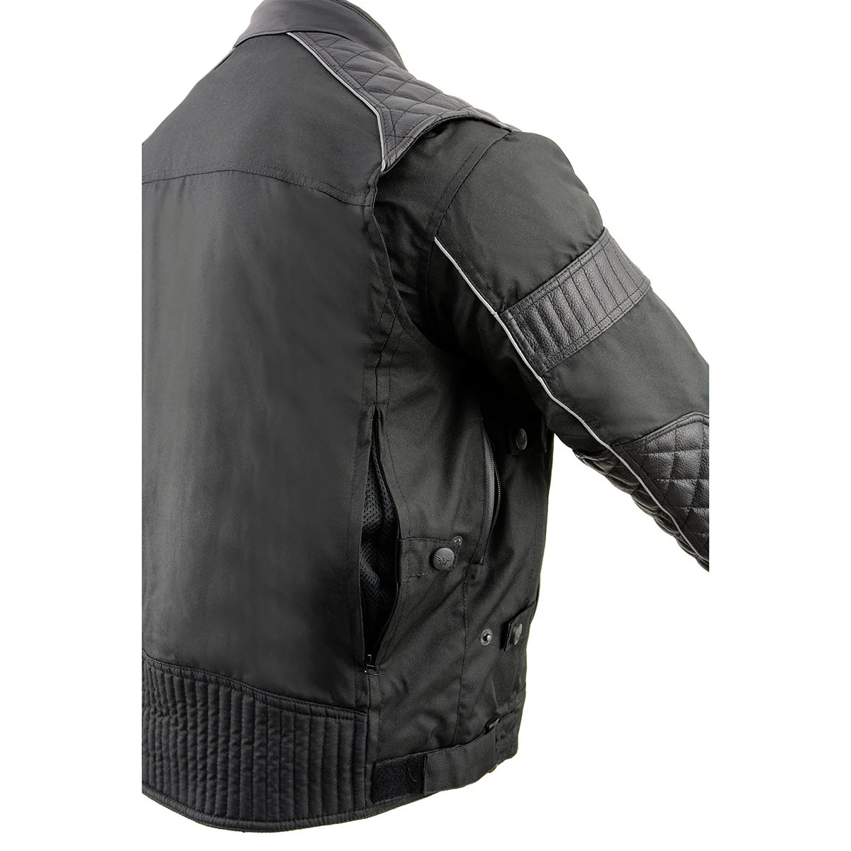 Milwaukee Leather MPM1735 Men's Black Textile Scooter Jacket with Leather Trim - Image 5