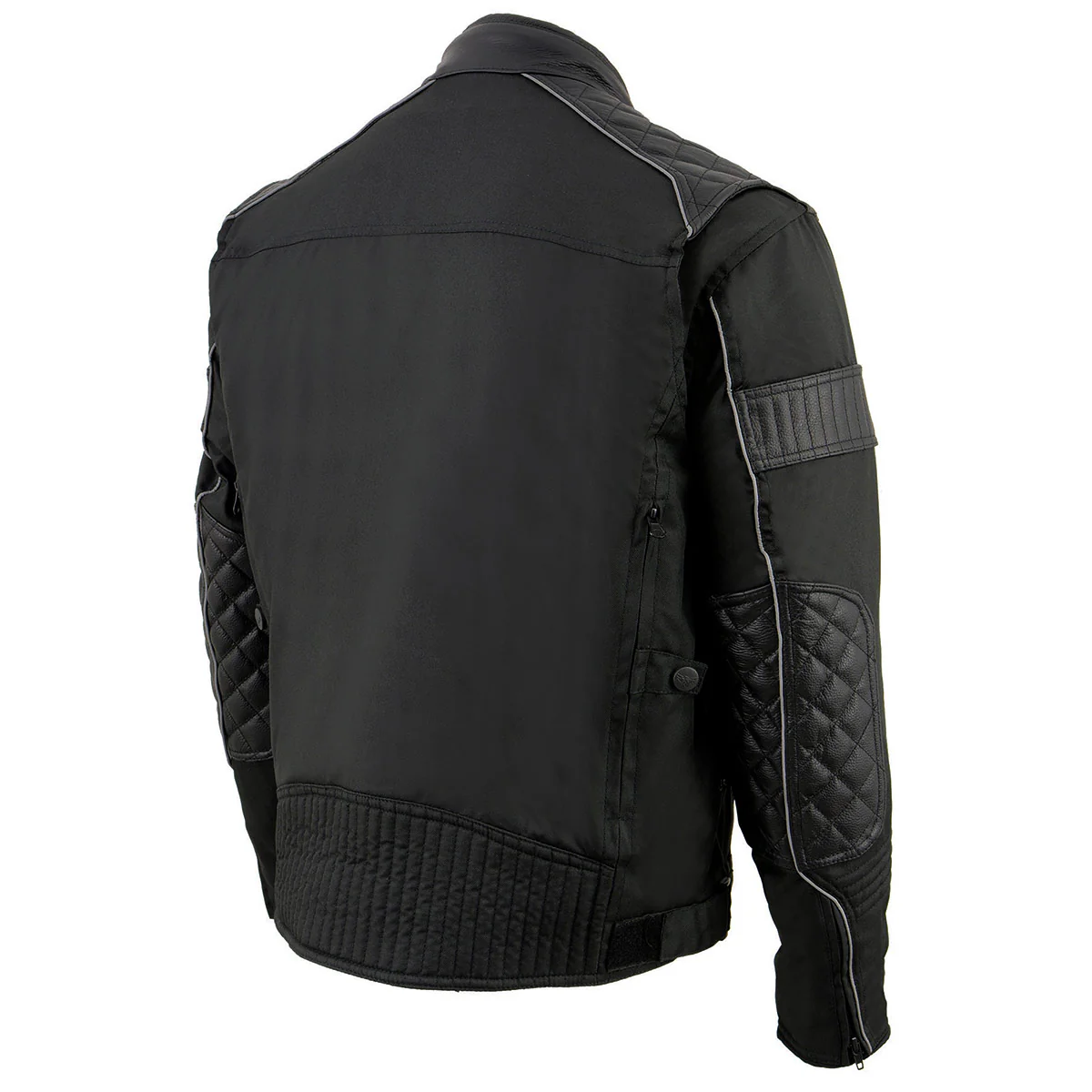 Milwaukee Leather MPM1735 Men's Black Textile Scooter Jacket with Leather Trim - Image 7