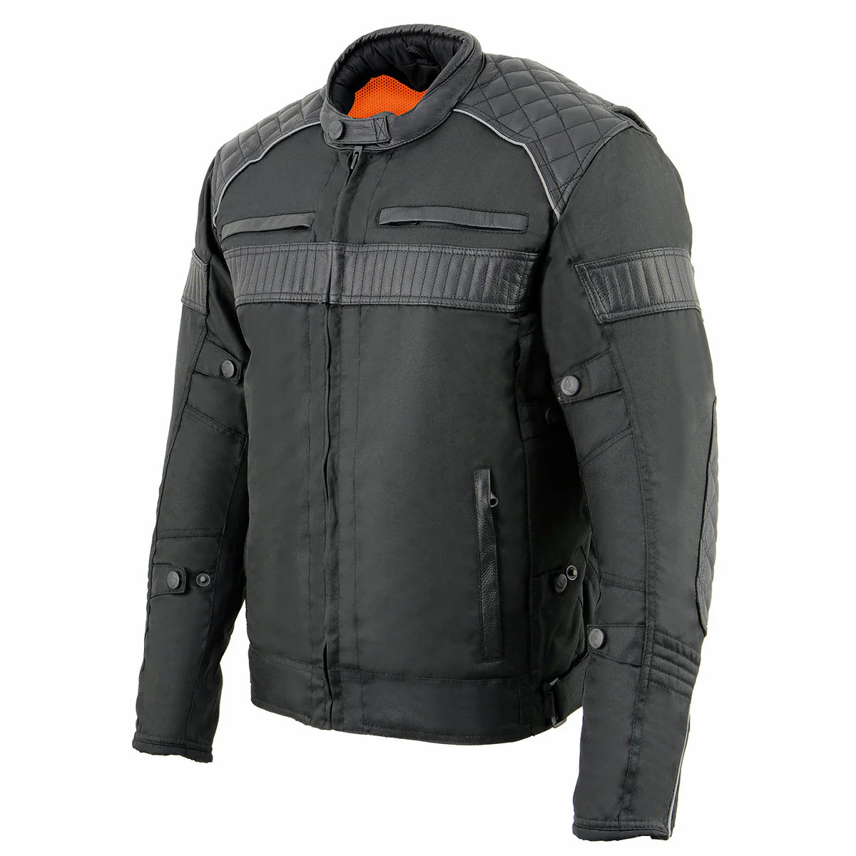 Milwaukee Leather MPM1735 Men's Black Textile Scooter Jacket with Leather Trim - Image 8