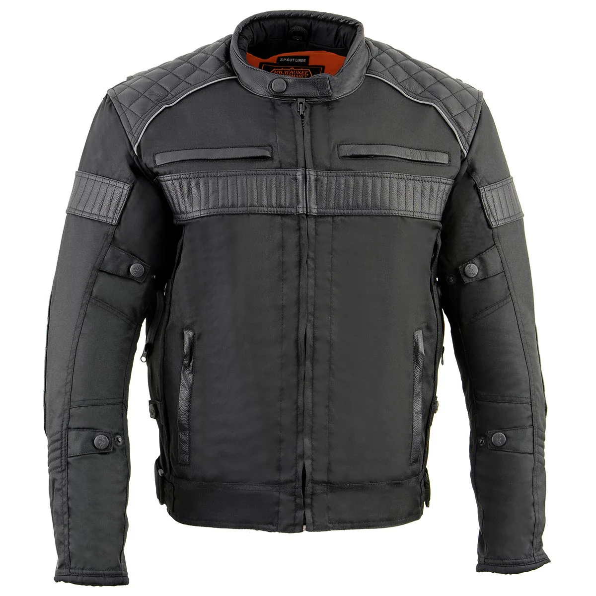 Milwaukee Leather MPM1735 Men's Black Textile Scooter Jacket with Leather Trim - Image 9