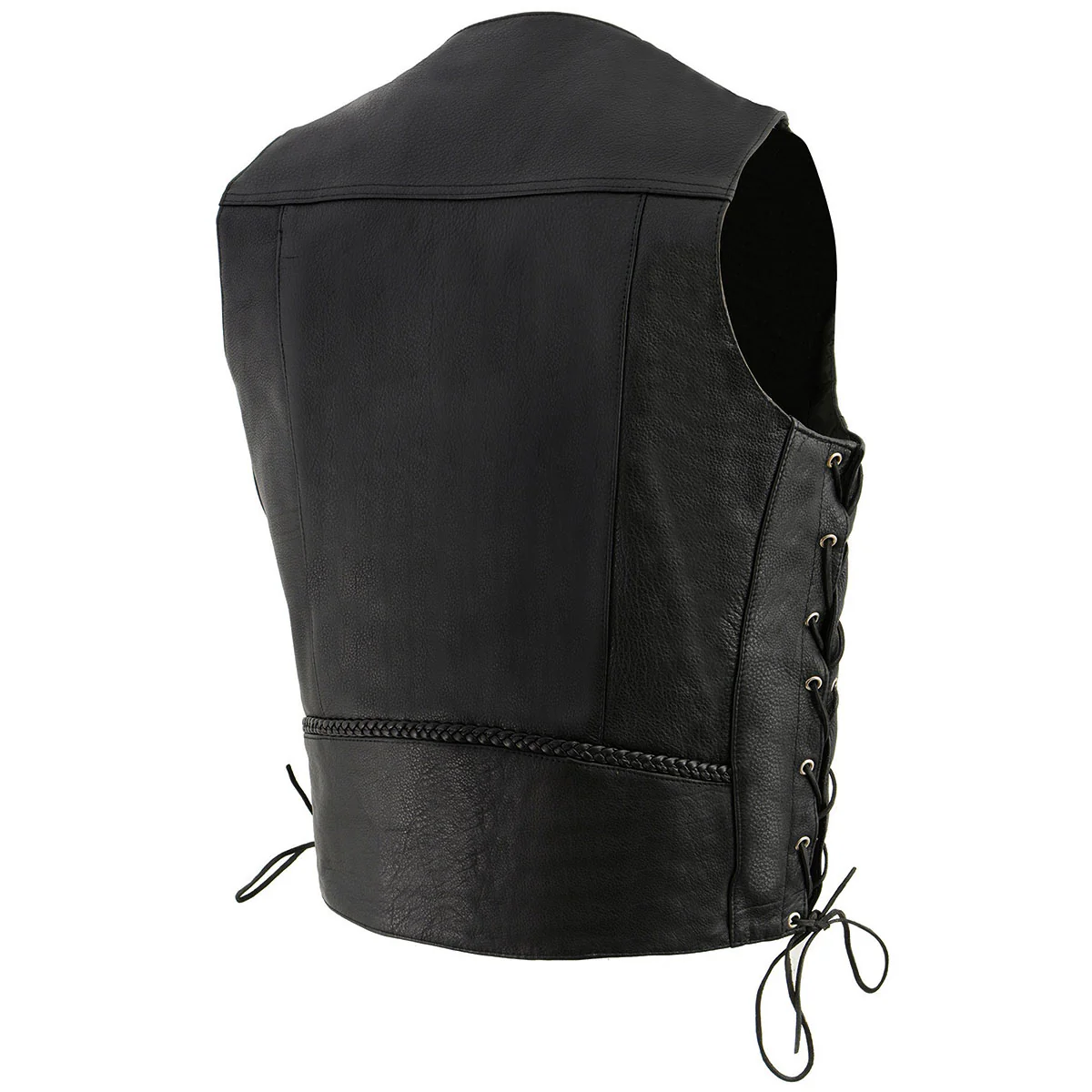 Milwaukee Leather ML1359 Men's Black Premium Leather Side Lace Motorcycle Rider Vest w/ Buffalo Nickel Snaps Closure - Image 6