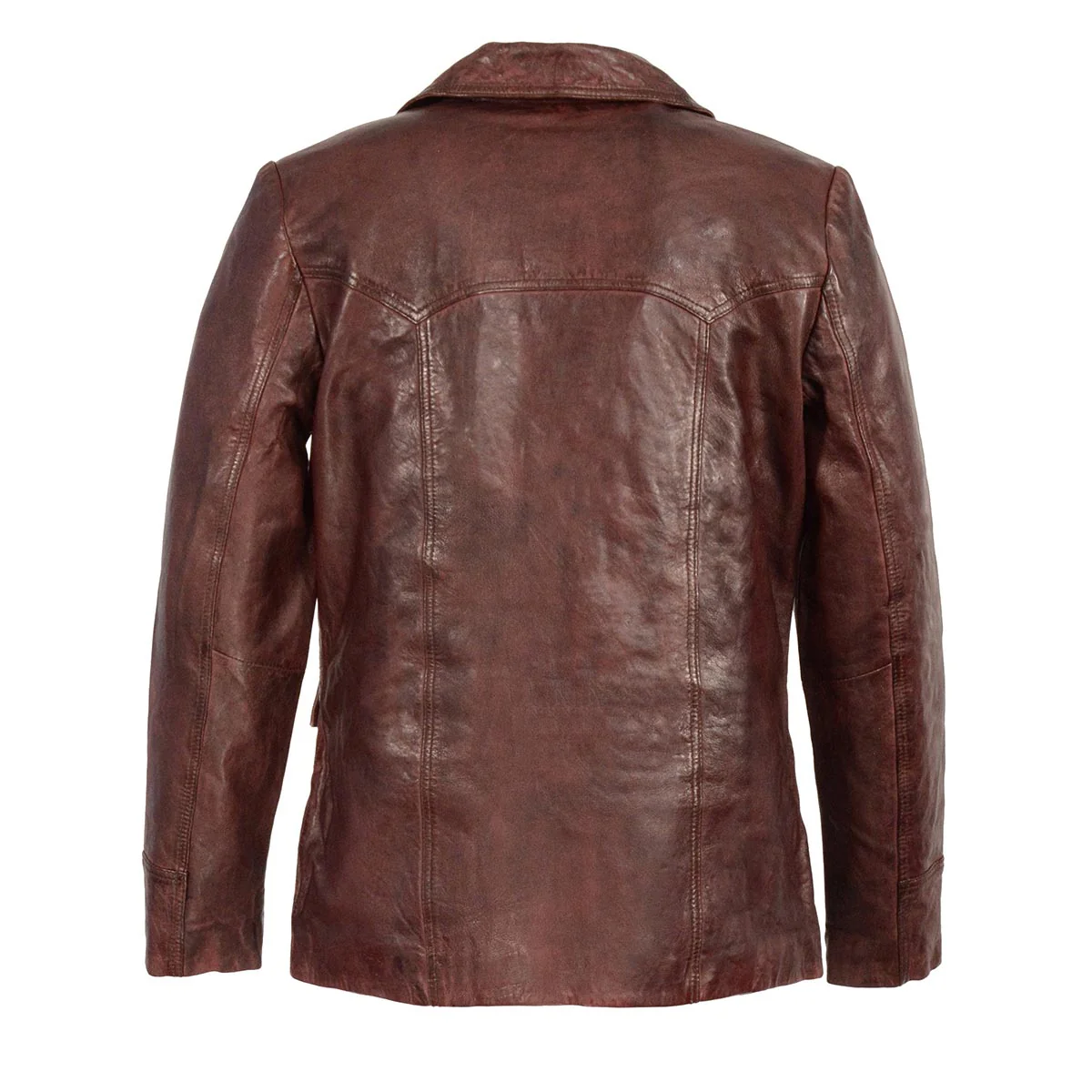 Milwaukee Leather SFM1870 Men's Classic Red Leather Button Closure Car Coat Blazer Jacket - Image 2