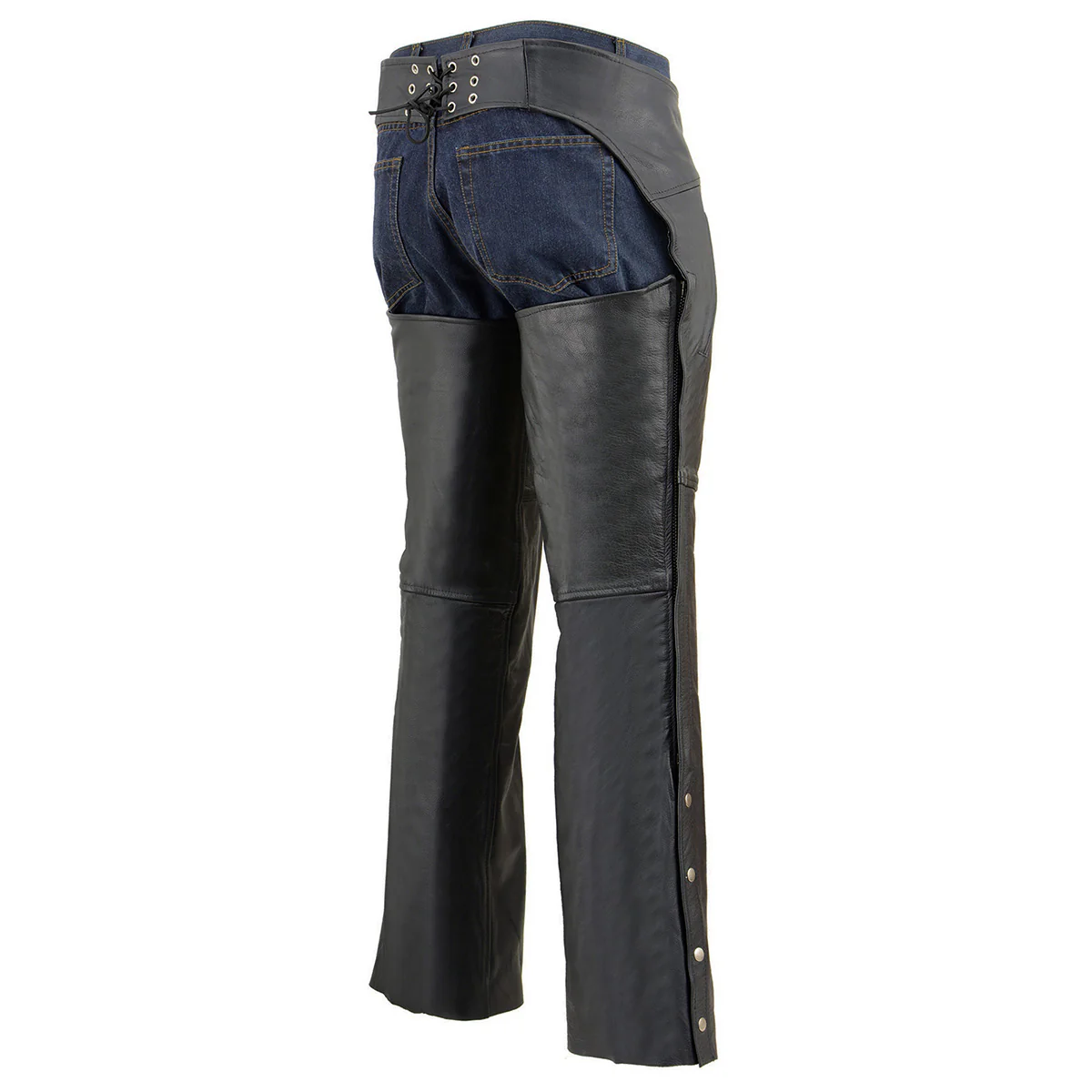 Milwaukee Leather Chaps for Men's Black Leather Dual Side Thigh Zipper Close Pockets Motorcycle Rider Chap- LKM5782 - Image 7