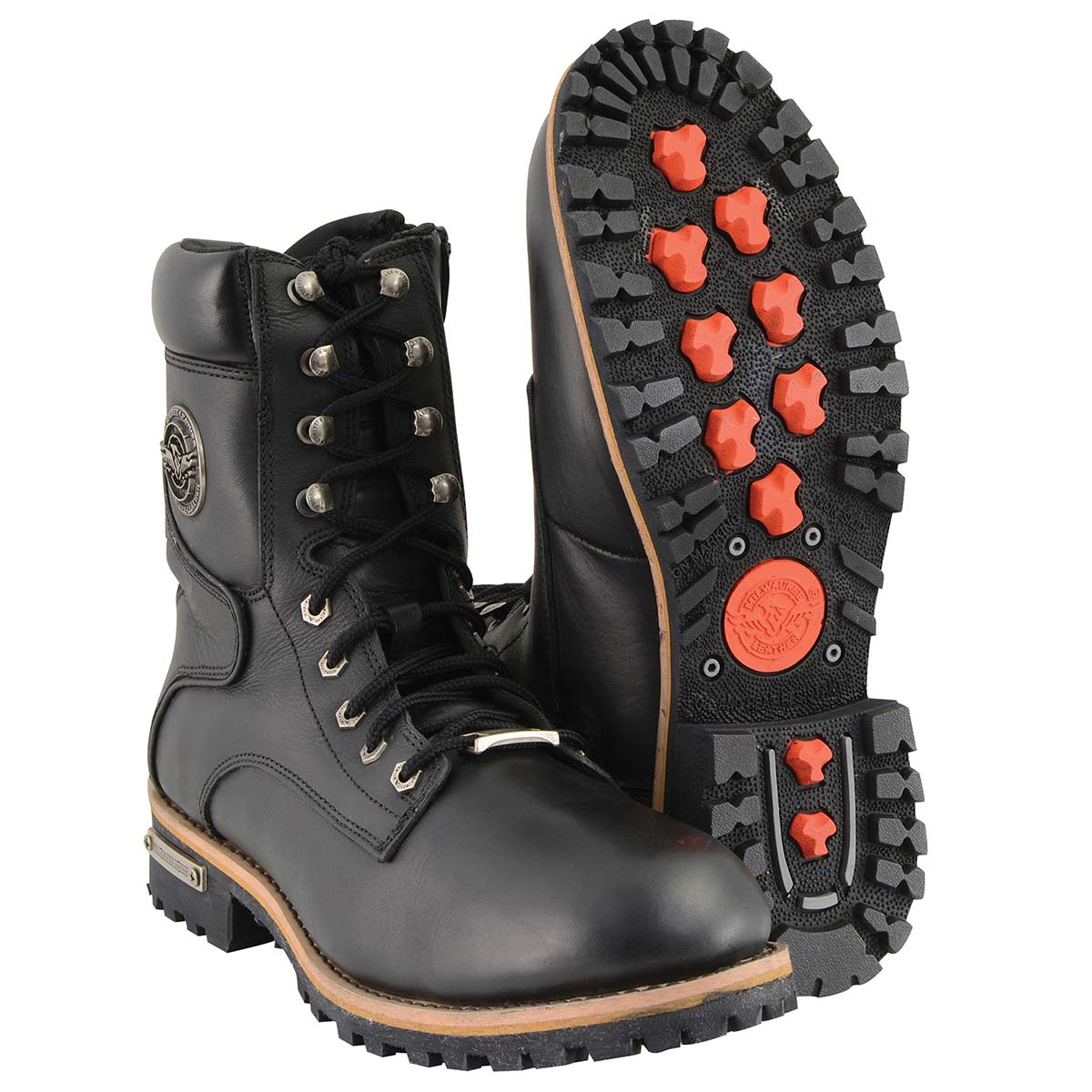 Milwaukee Leather Men's Classic Black Leather Lace-Up Logger Boots w/ Side Zipper MBM9095 - Image 10