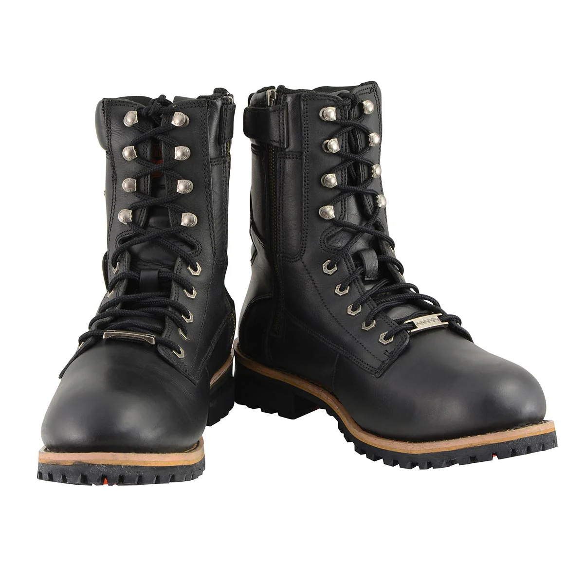 Milwaukee Leather Men's Classic Black Leather Lace-Up Logger Boots w/ Side Zipper MBM9095 - Image 9