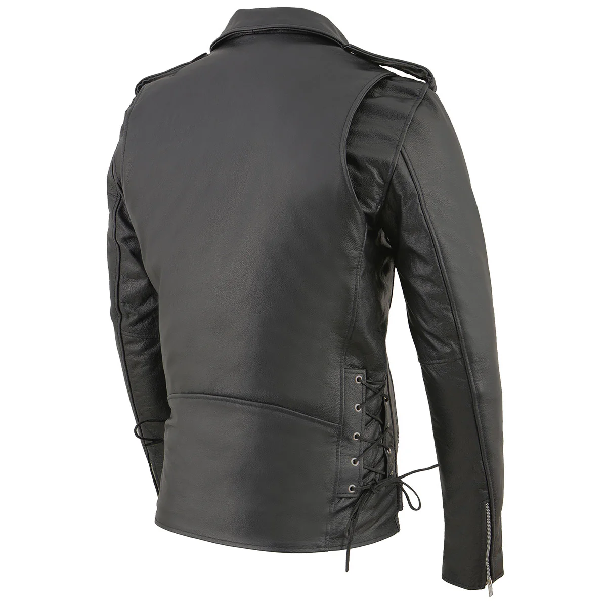 Milwaukee Leather SH1011TALL Black Classic Brando Motorcycle Jacket for Men Made of Cowhide Leather w/ Side Lacing - Image 10