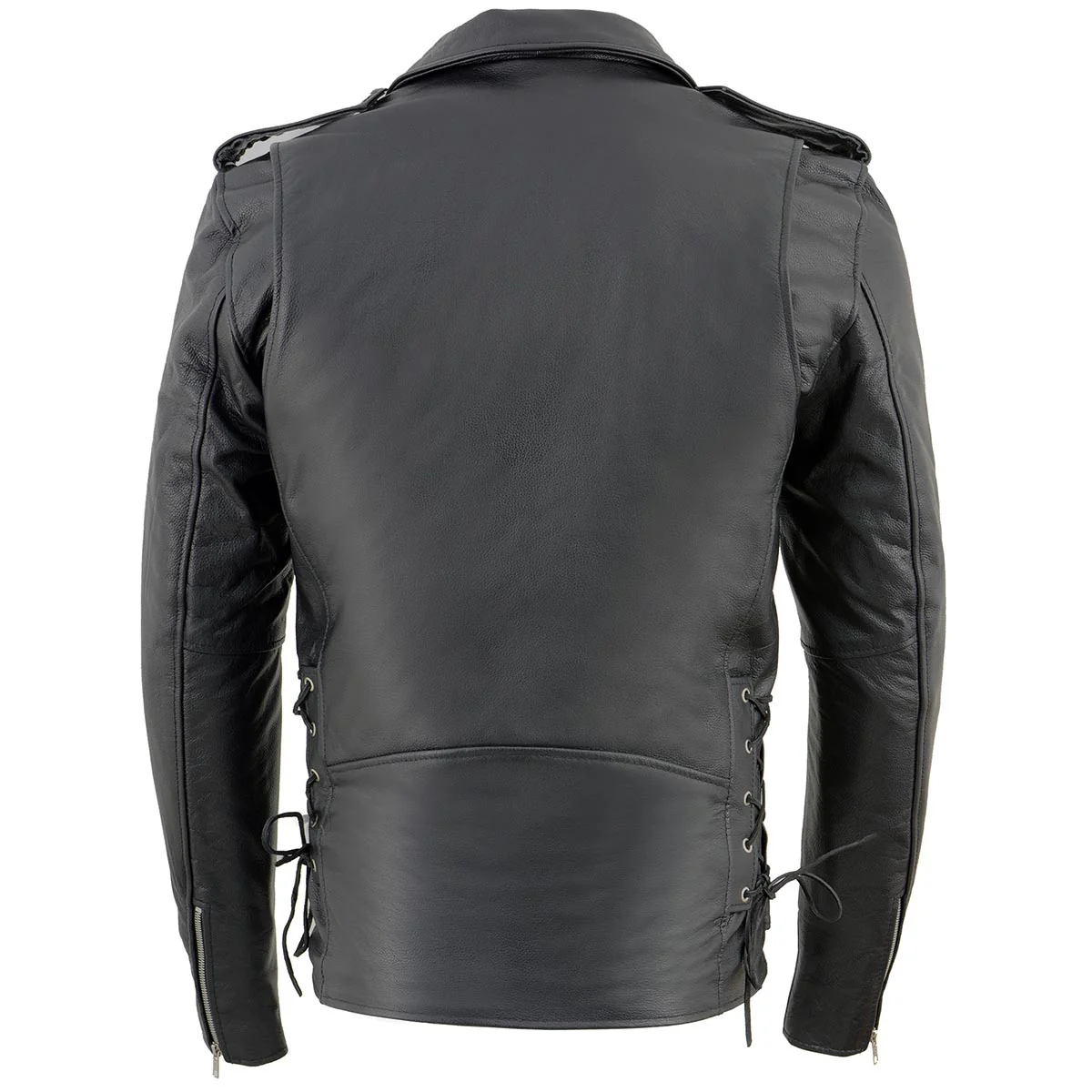 Milwaukee Leather SH1011TALL Black Classic Brando Motorcycle Jacket for Men Made of Cowhide Leather w/ Side Lacing - Image 6