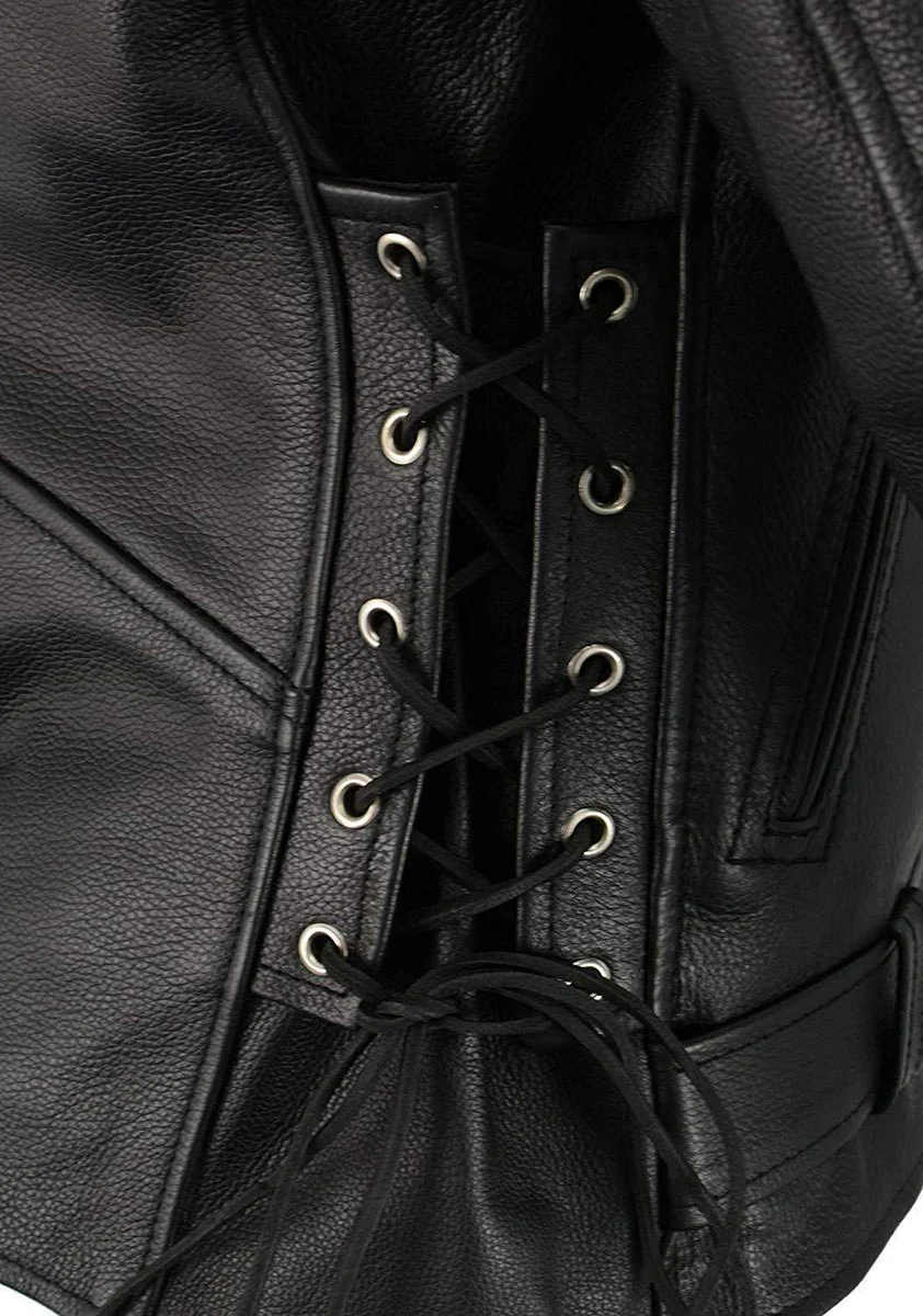 Milwaukee Leather SH1011TALL Black Classic Brando Motorcycle Jacket for Men Made of Cowhide Leather w/ Side Lacing - Image 8