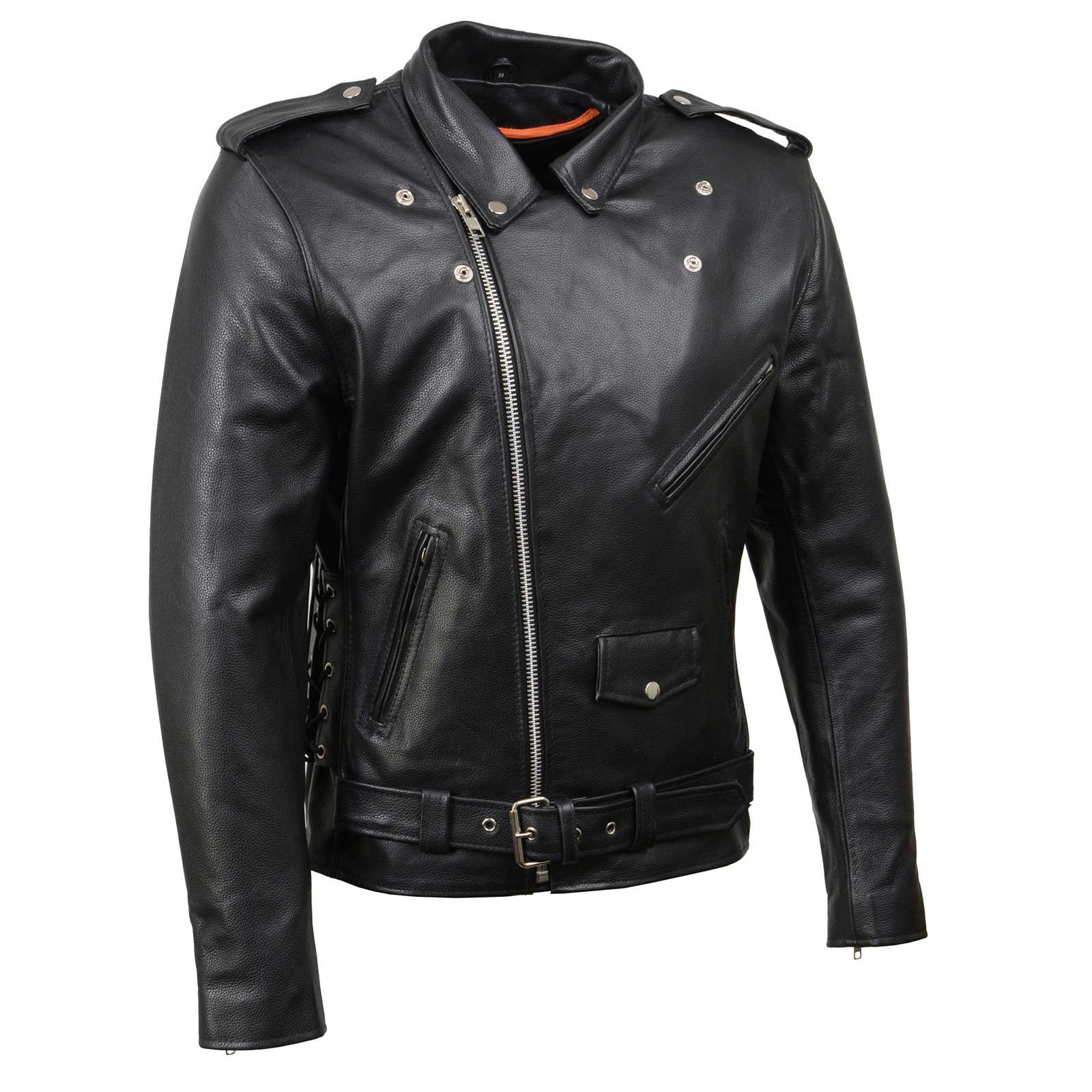 Milwaukee Leather SH1011 Men's Classic Brando Premium Leather Black Motorcycle Riders Leather Jacket w/ Side Laces - Image 11