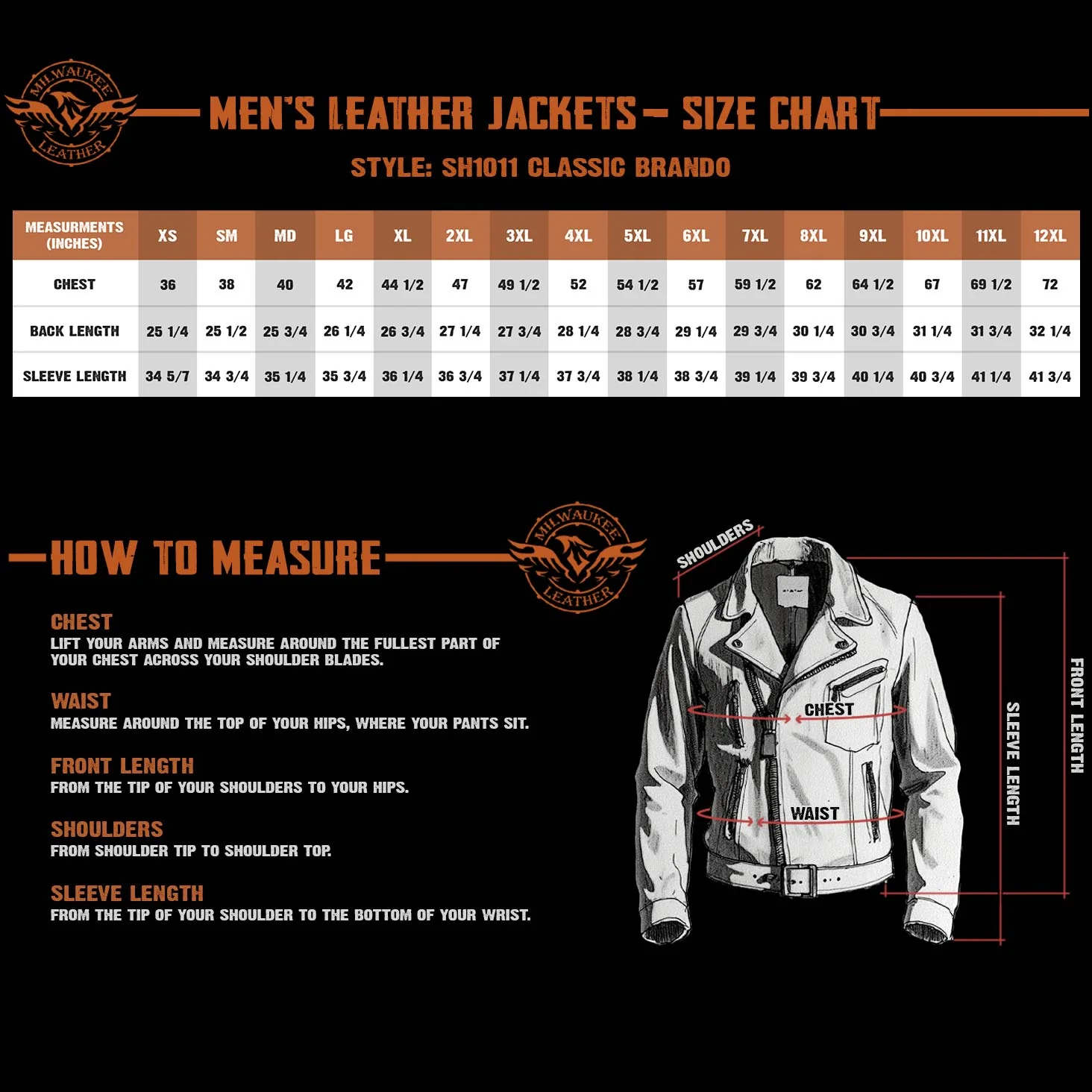 Milwaukee Leather SH1011 Men's Classic Brando Premium Leather Black Motorcycle Riders Leather Jacket w/ Side Laces - Image 3