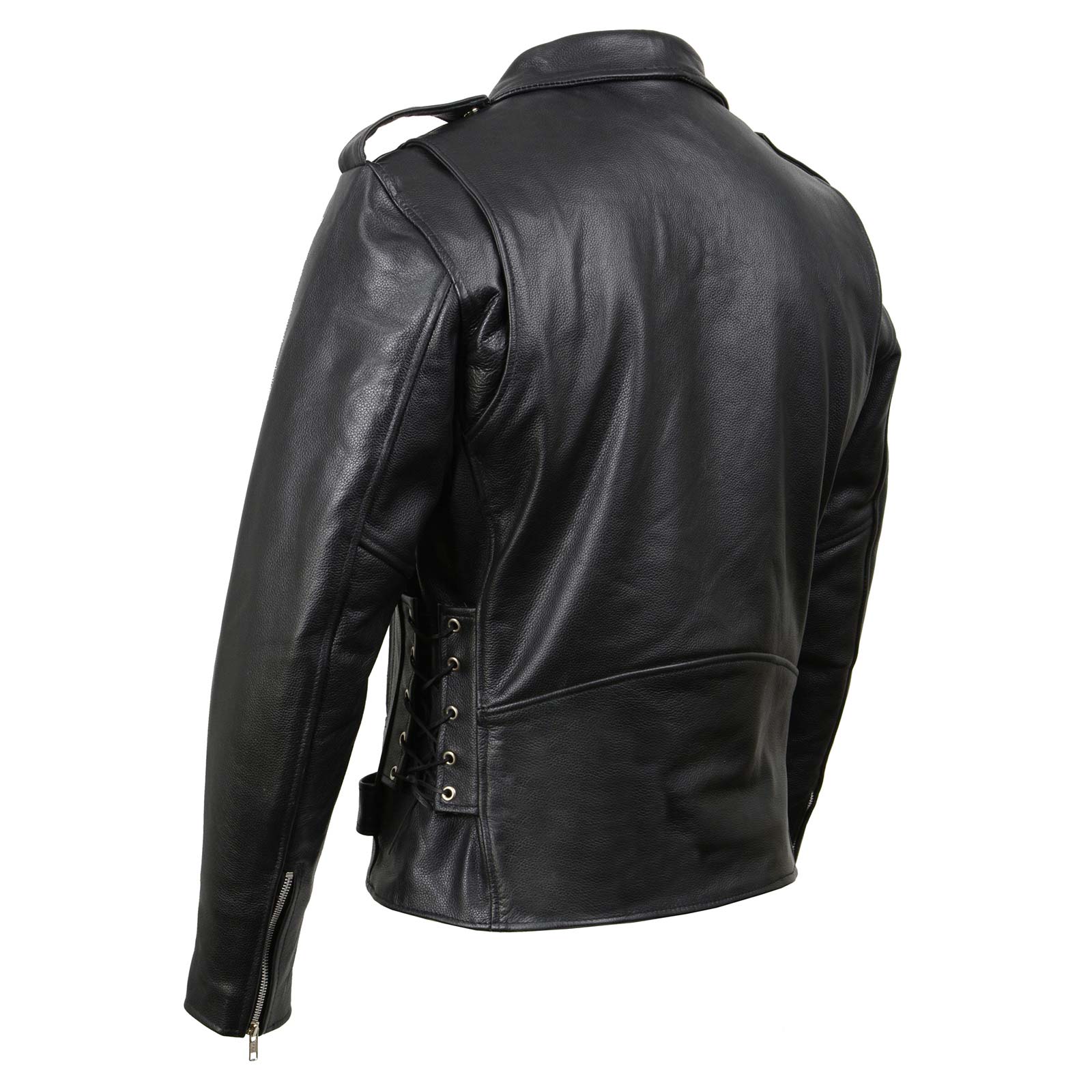 Milwaukee Leather SH1011 Men's Classic Brando Premium Leather Black Motorcycle Riders Leather Jacket w/ Side Laces - Image 8