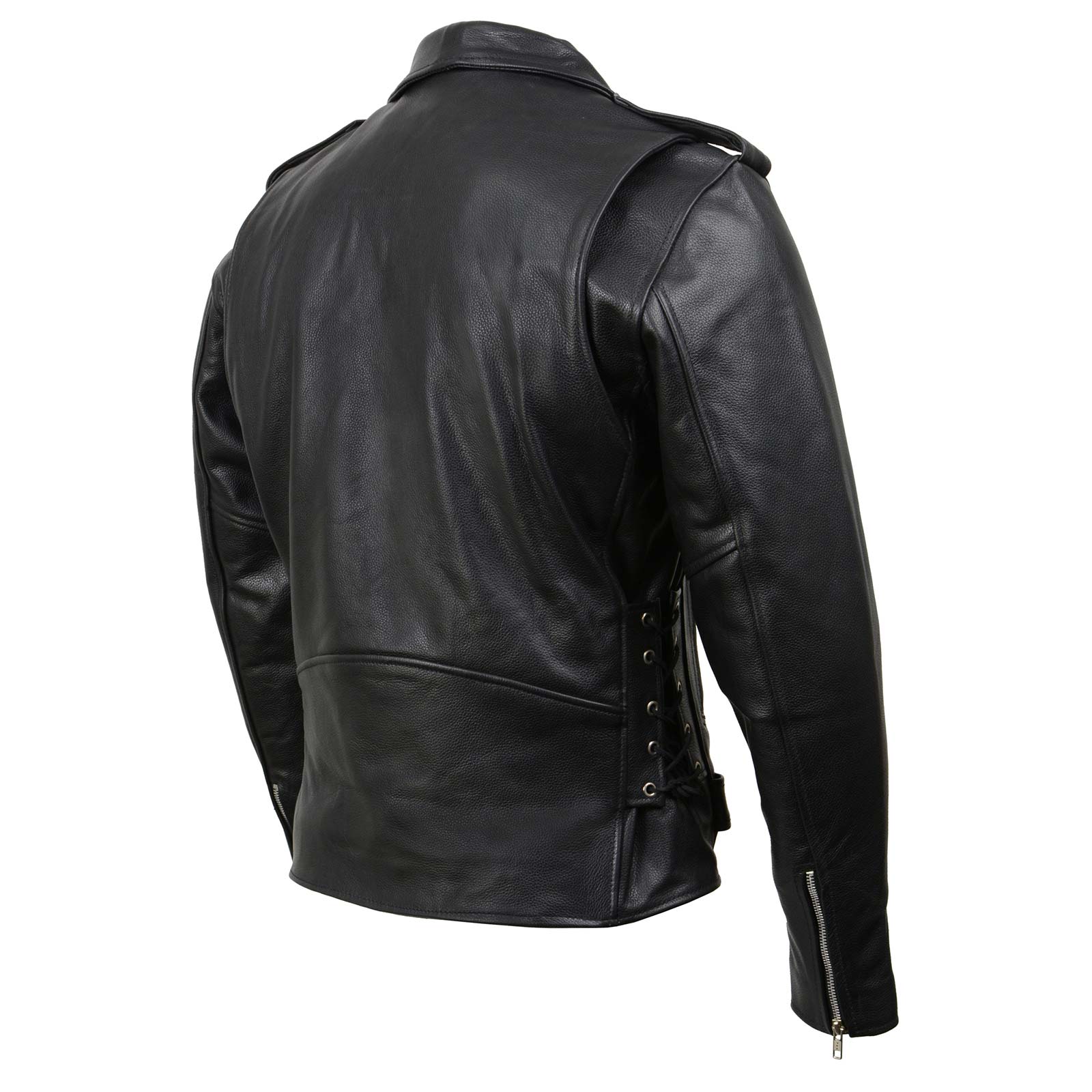 Milwaukee Leather SH1011 Men's Classic Brando Premium Leather Black Motorcycle Riders Leather Jacket w/ Side Laces - Image 9