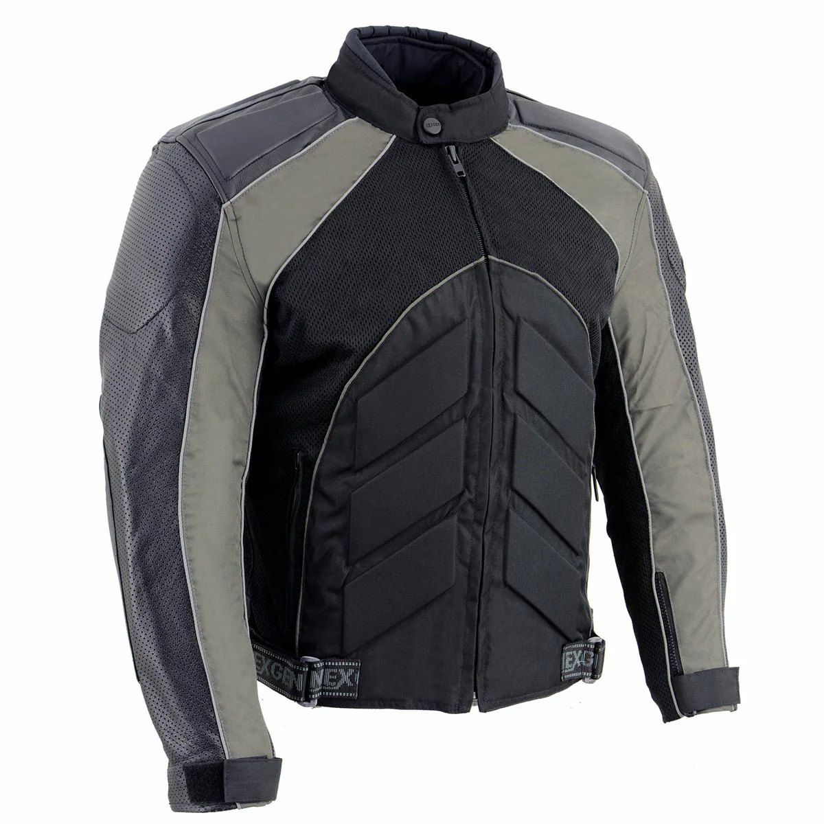 NexGen SH2153 Men's Black and Orange CE Armored Motorcycle Textile and Leather Combo Jacket