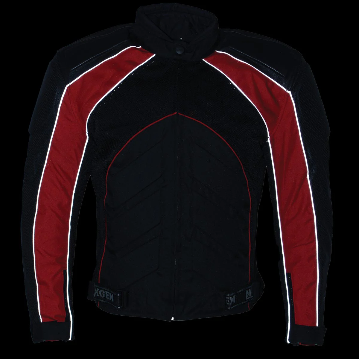 NexGen SH2153 Men's Combo Black and Red Armored Leather and Textile with Mesh Moto Jacket - Image 5