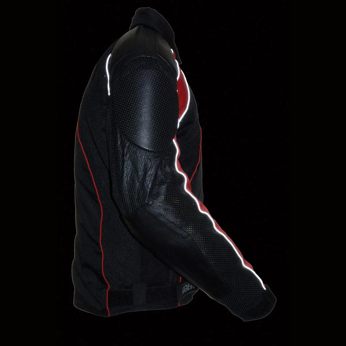 NexGen SH2153 Men's Combo Black and Red Armored Leather and Textile with Mesh Moto Jacket - Image 7