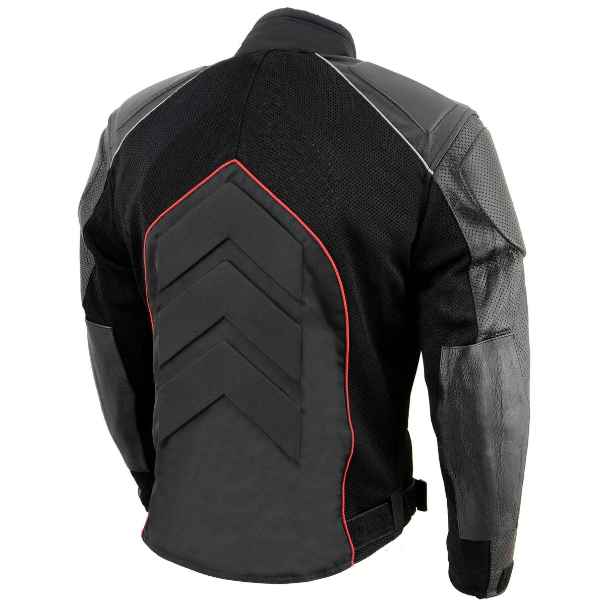NexGen SH2153 Men's Combo Black and Red Armored Leather and Textile with Mesh Moto Jacket - Image 8