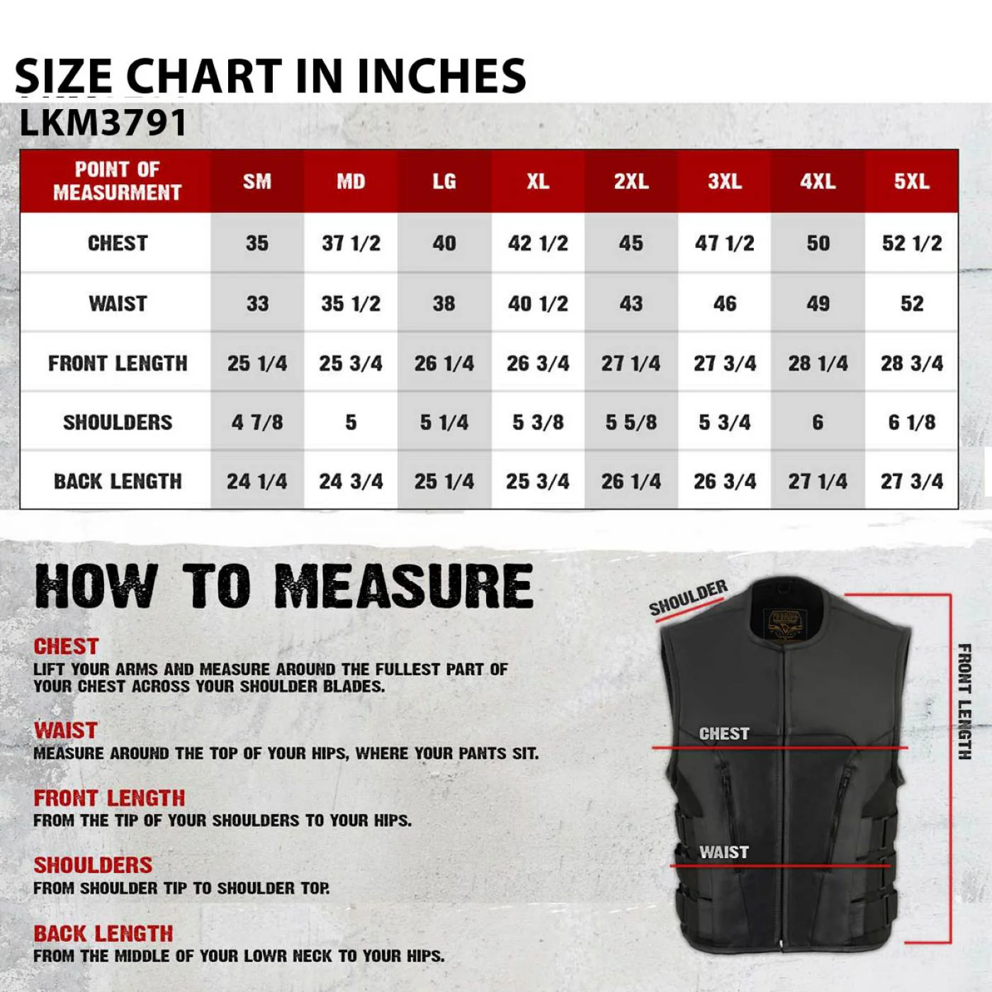 Milwaukee Leather Men's Creeper Black Triple Strap Leather Motorcycle Vest - LKM3791 - Image 3