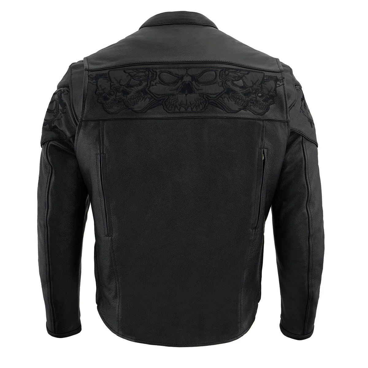Milwaukee Leather MLM1500 Men's Crossover Black Leather Scooter Jacket with Reflective Skulls - Image 12