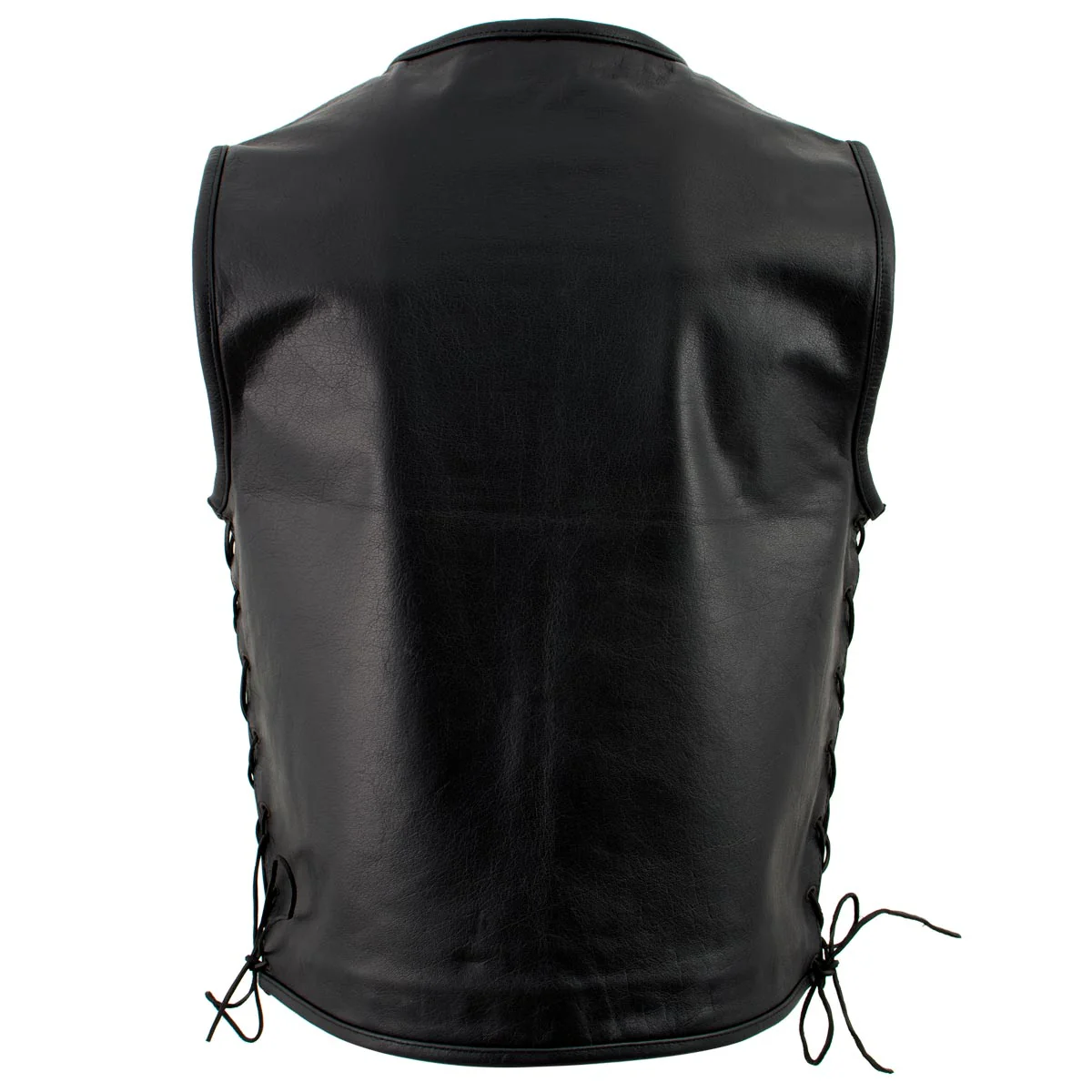 Milwaukee Leather Men's Drifter Black Collarless Buffalo Leather Motorcycle Vest - LKM3792 - Image 4