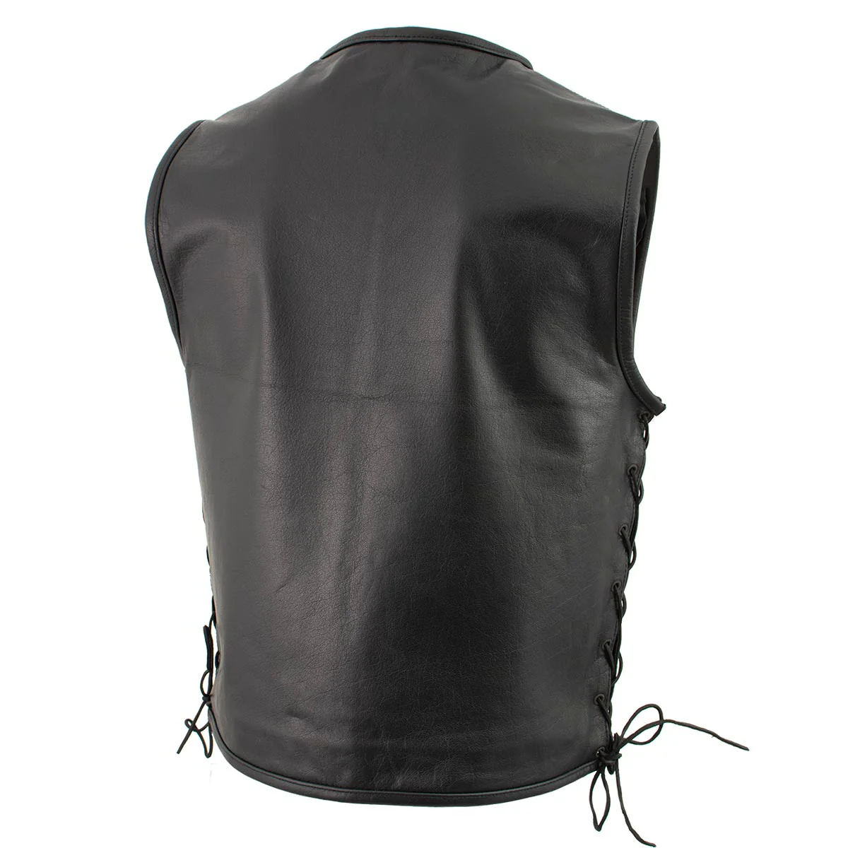 Milwaukee Leather Men's Drifter Black Collarless Buffalo Leather Motorcycle Vest - LKM3792 - Image 7