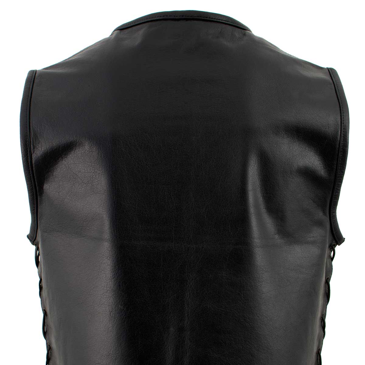 Milwaukee Leather Men's Drifter Black Collarless Buffalo Leather Motorcycle Vest - LKM3792 - Image 9