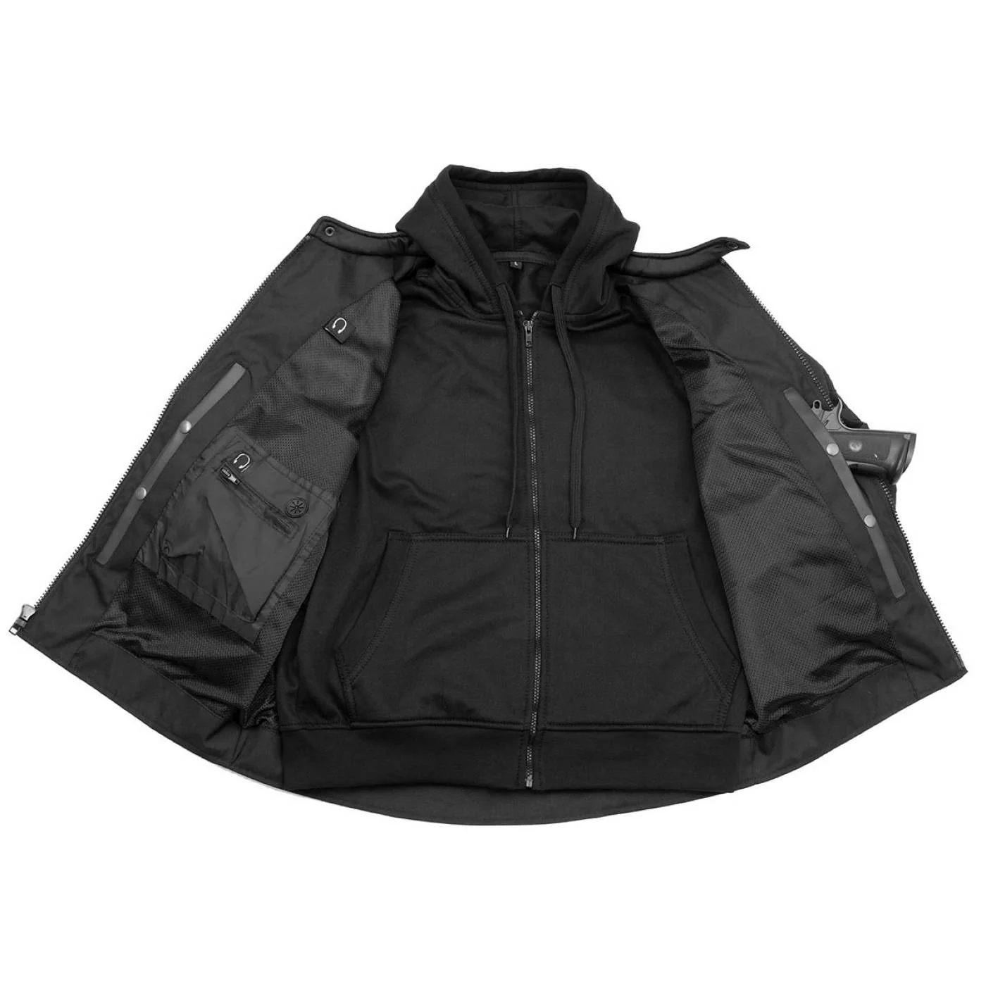 Milwaukee Leather Men's Flight 1300D Nylon Motorcycle Jacket with CE Armor and Removable Hoodie - MPM17017 - Image 8