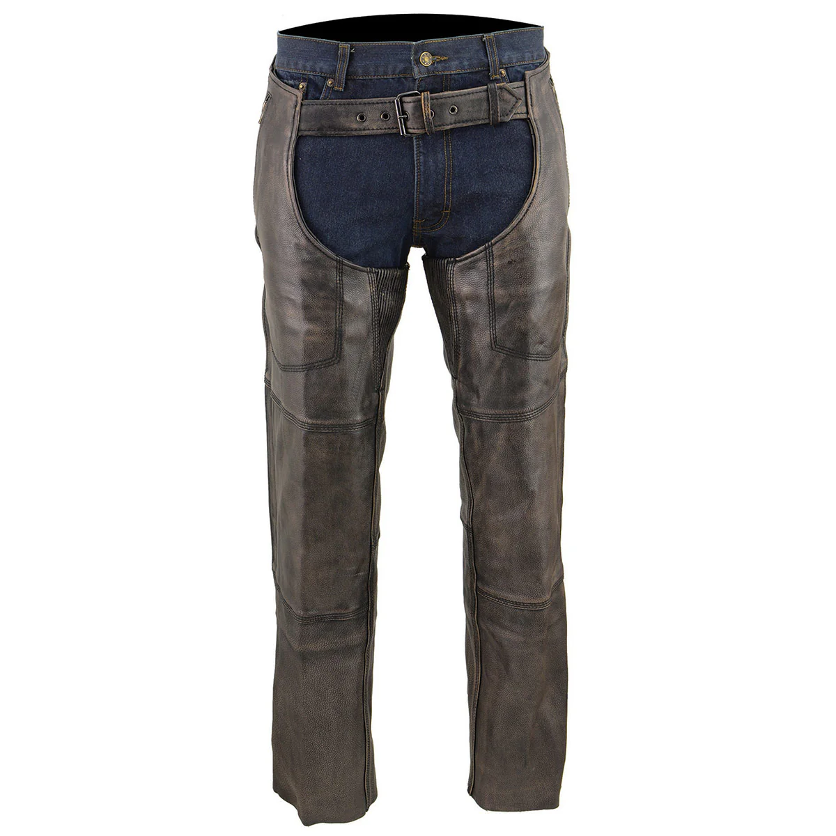 Milwaukee Leather Chaps for Men's Distressed Brown Leather Snap Out Thermal Lined 4-Pockets Motorcycle Chap MLM5500 - Image 12