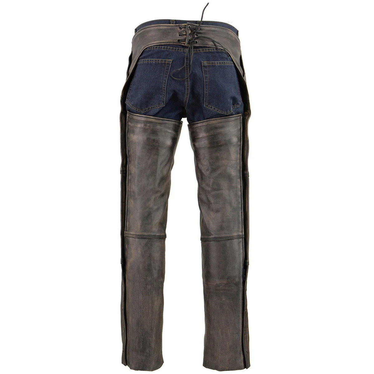 Milwaukee Leather Chaps for Men's Distressed Brown Leather Snap Out Thermal Lined 4-Pockets Motorcycle Chap MLM5500 - Image 9