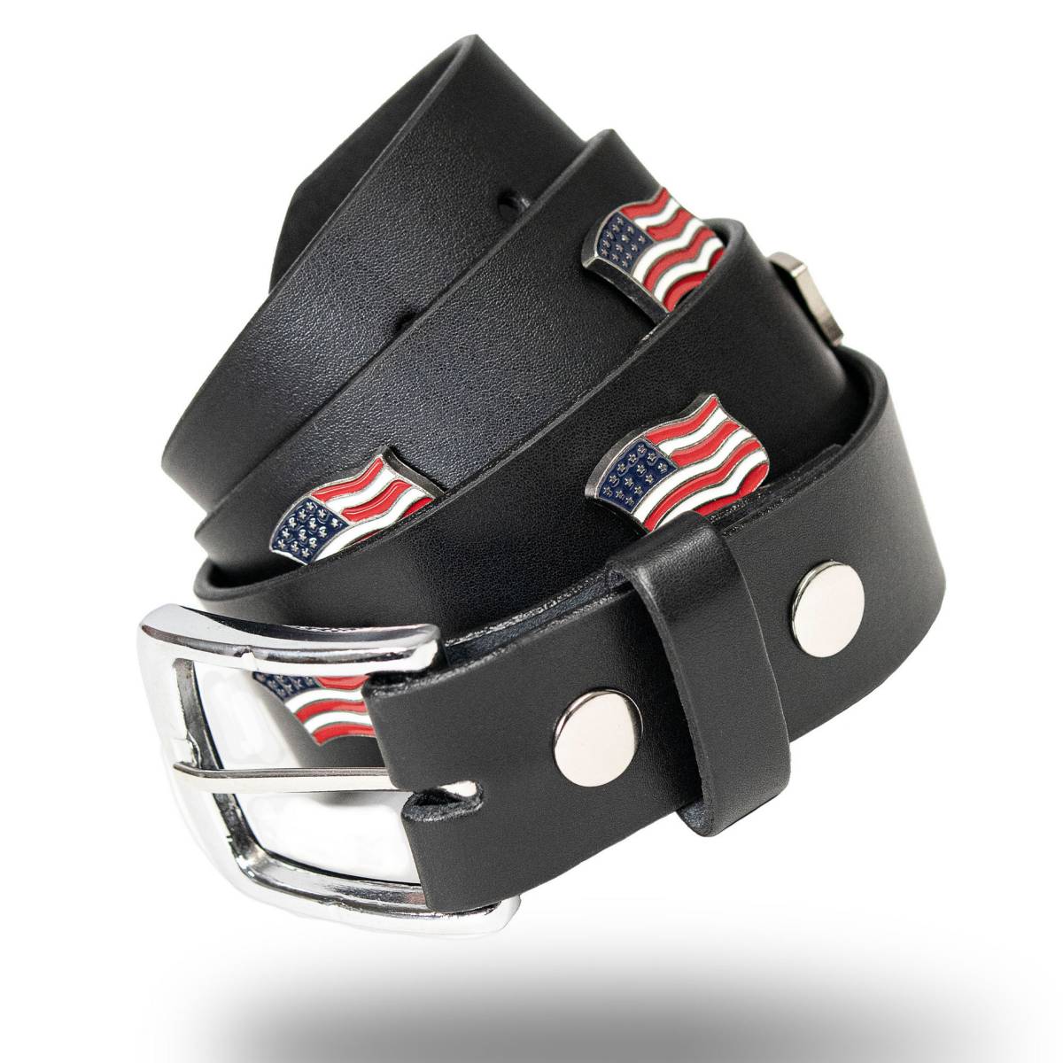 Milwaukee Leather Men's Freedom Line Black Leather Belt with USA Flag Emblems - 1.5 Inch - MPM7140 - Image 10