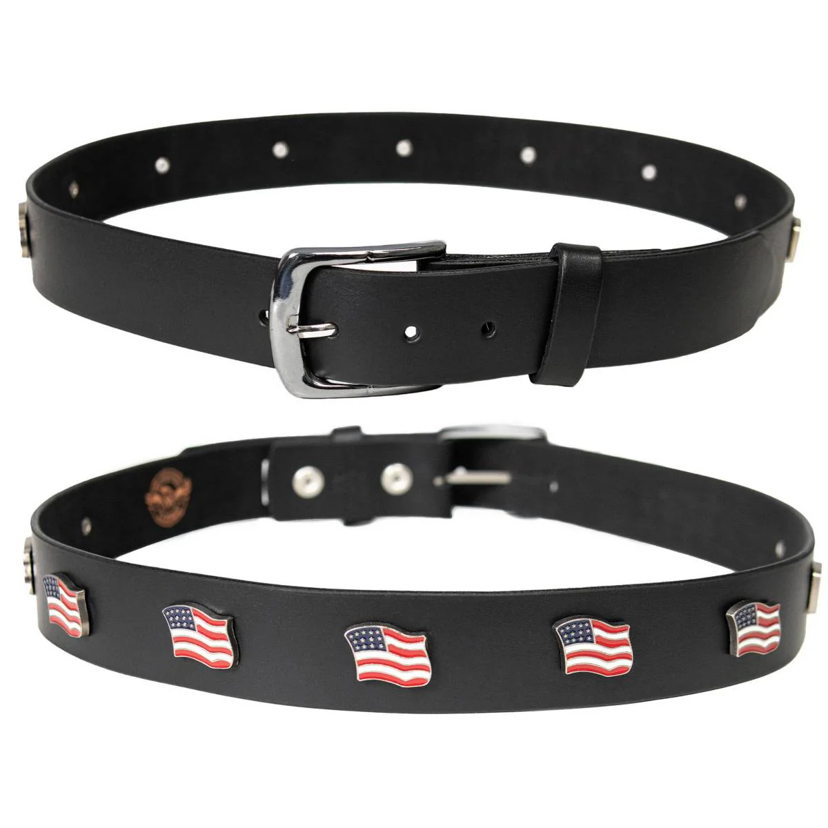 Milwaukee Leather Men's Freedom Line Black Leather Belt with USA Flag Emblems - 1.5 Inch - MPM7140 - Image 11