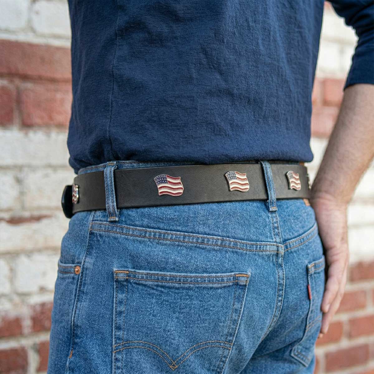 Milwaukee Leather Men's Freedom Line Black Leather Belt with USA Flag Emblems - 1.5 Inch - MPM7140 - Image 7
