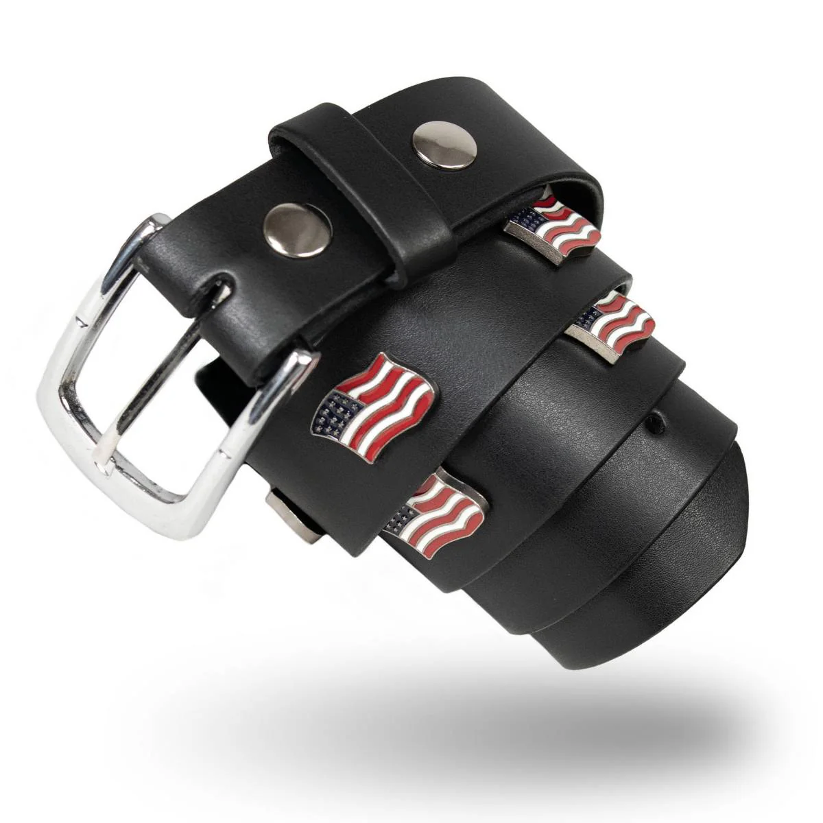 Milwaukee Leather Men's Freedom Line Black Leather Belt with USA Flag Emblems - 1.5 Inch - MPM7140 - Image 9