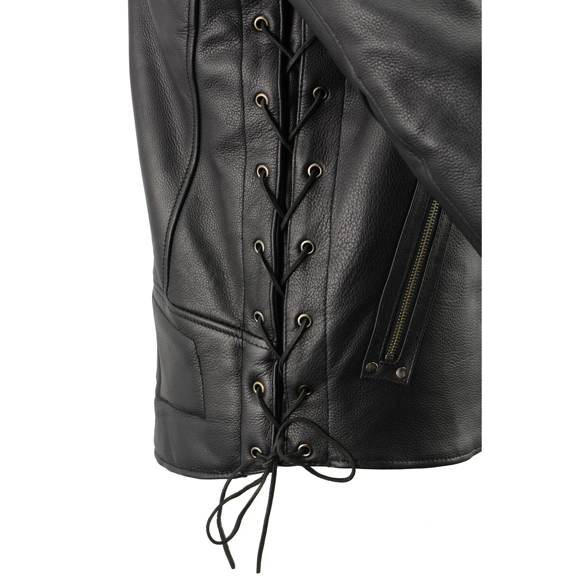 Milwaukee Leather MLM1580 Men's Full Side Lace Vented Black Leather Scooter Jacket - Image 15