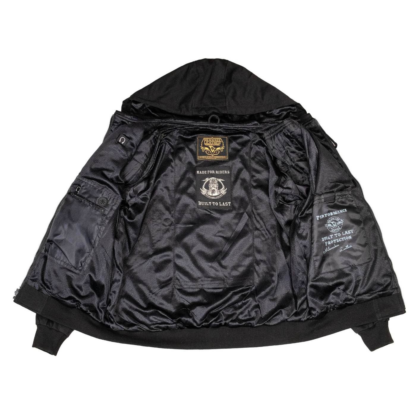 Milwaukee Leather Men's Bare Bones Black Reflective Skull CE Armored Riding Hoodie, Shoulder & Elbow Armor - MPM1797 - Image 10