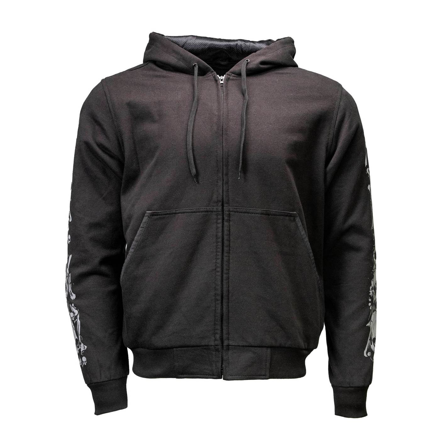 Milwaukee Leather Men's Bare Bones Black Reflective Skull CE Armored Riding Hoodie, Shoulder & Elbow Armor - MPM1797 - Image 12