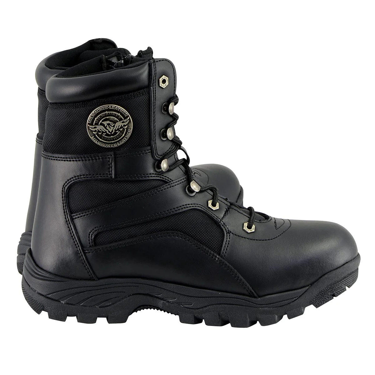 Milwaukee Leather MBM9105 Men's 9-Inch Black Leather Swat Style-Tactical Lace-Up Motorcycle Biker Boots - Image 9