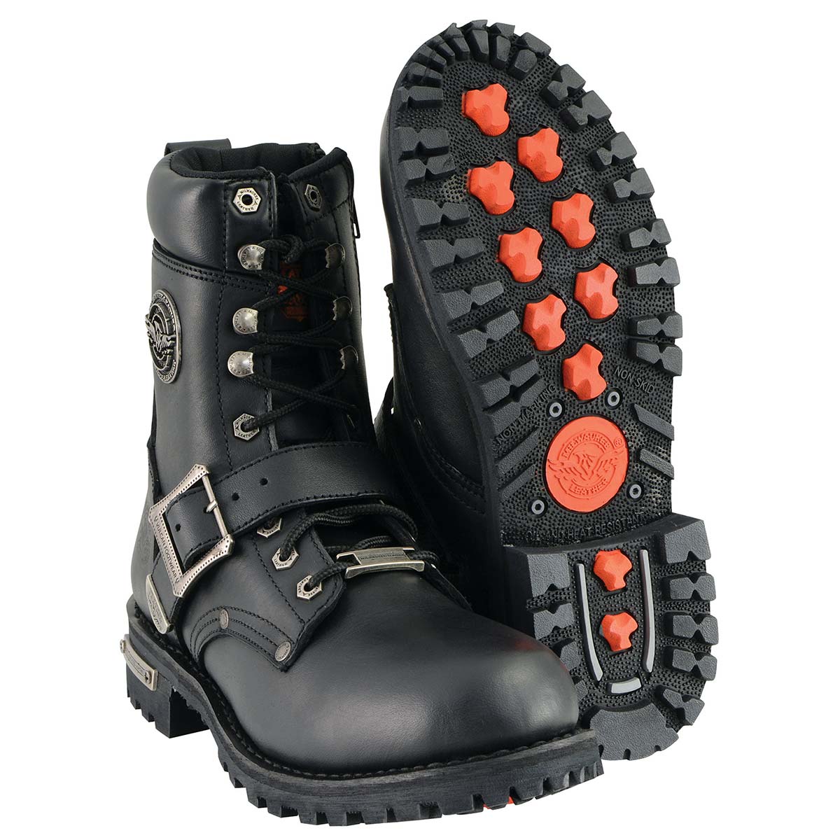 Milwaukee Leather Men's Black Leather Lace-Up Engineer Motorcycle Boots w/ Buckles and Side Zipper  MBM101 - Image 10