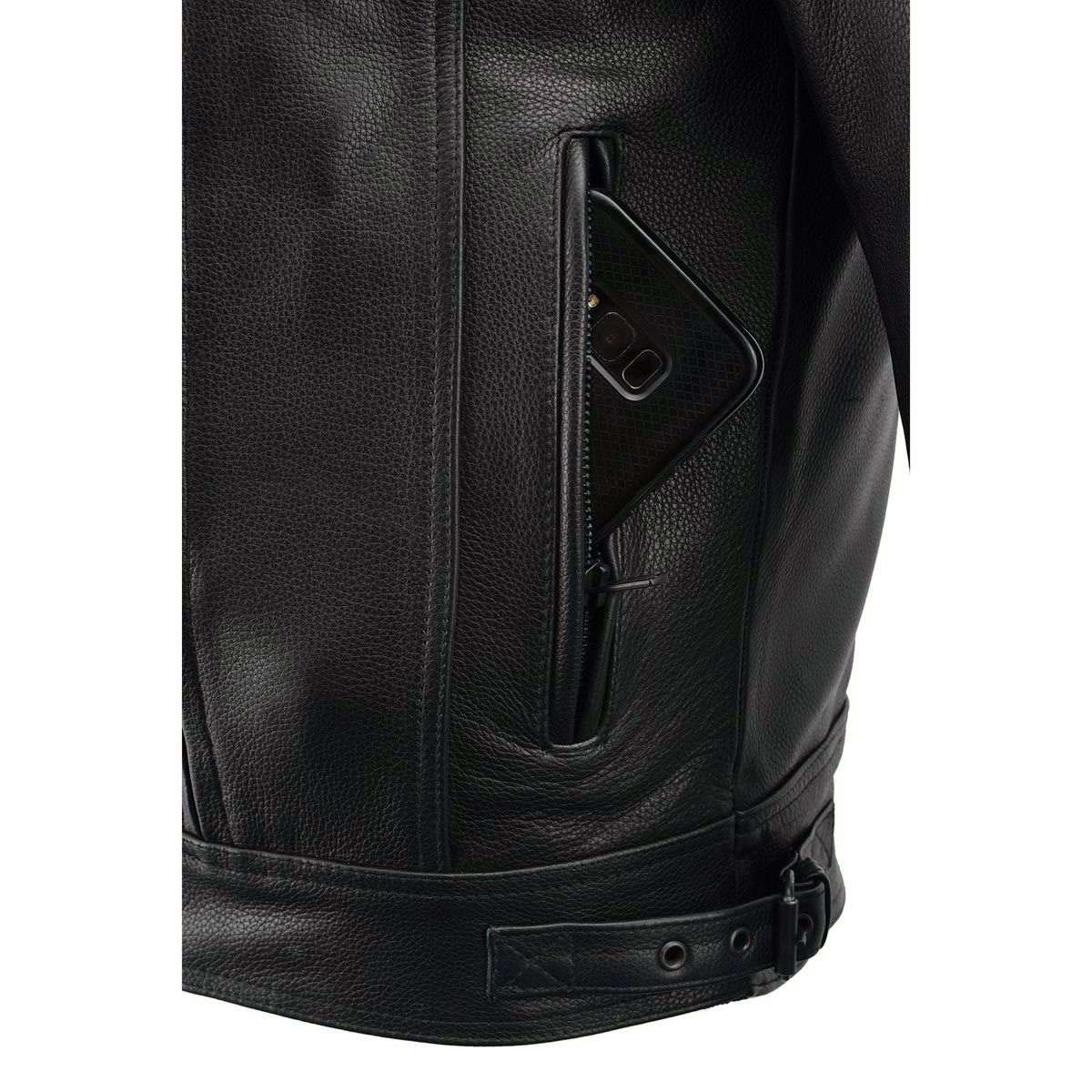 Milwaukee Leather LKM1760 Men's Black Leather Motorcycle Riders Jacket w/ Multi-Utility Pockets - Image 15