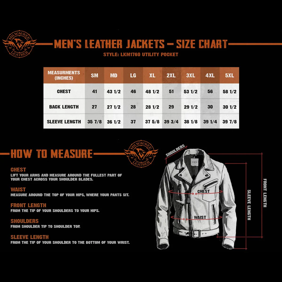 Milwaukee Leather LKM1760 Men's Black Leather Motorcycle Riders Jacket w/ Multi-Utility Pockets - Image 3
