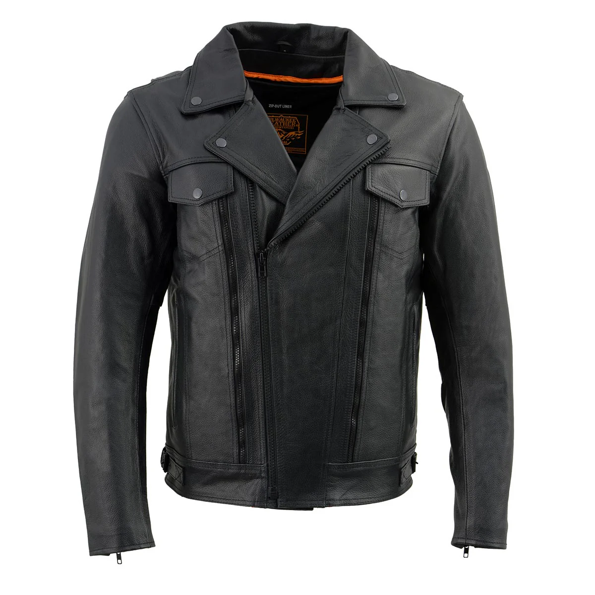 Milwaukee Leather LKM1760 Men's Black Leather Motorcycle Riders Jacket w/ Multi-Utility Pockets - Image 5