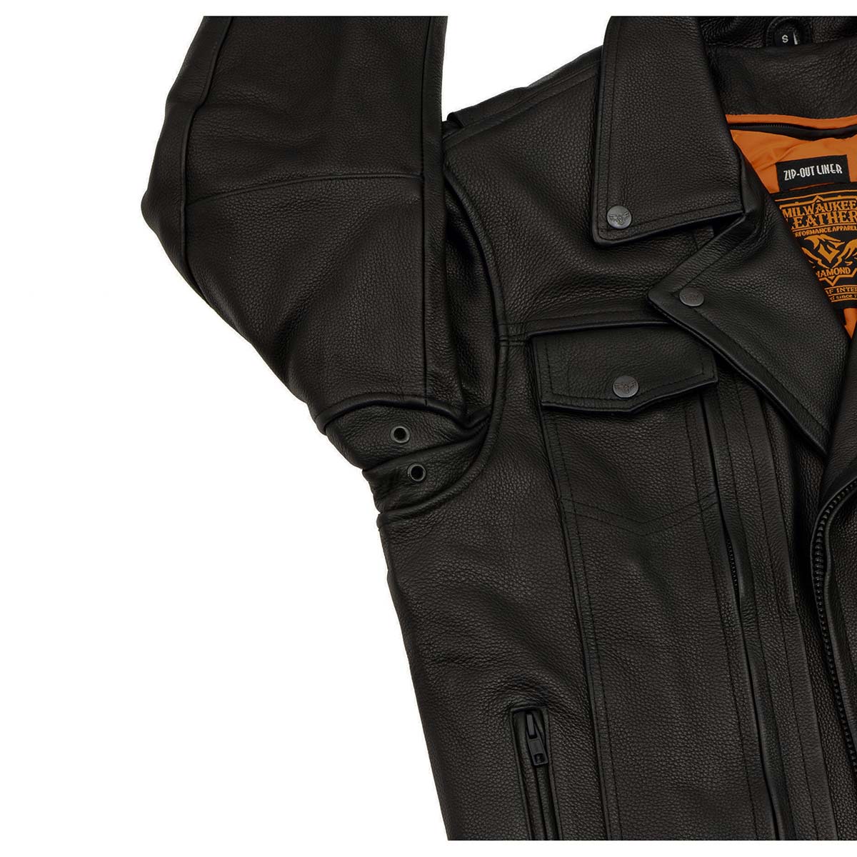 Milwaukee Leather LKM1760 Men's Black Leather Motorcycle Riders Jacket w/ Multi-Utility Pockets - Image 7