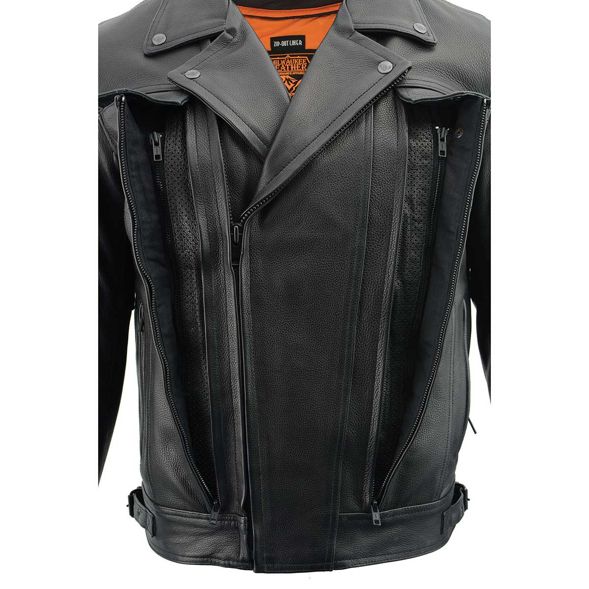 Milwaukee Leather LKM1760 Men's Black Leather Motorcycle Riders Jacket w/ Multi-Utility Pockets - Image 9