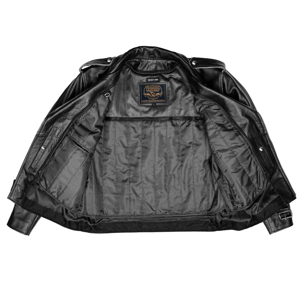 Milwaukee Leather Men's Live to Ride Classic Black Premium Leather CE Armored Motorcycle Jacket - Side Lace - LKM1706 - Image 12